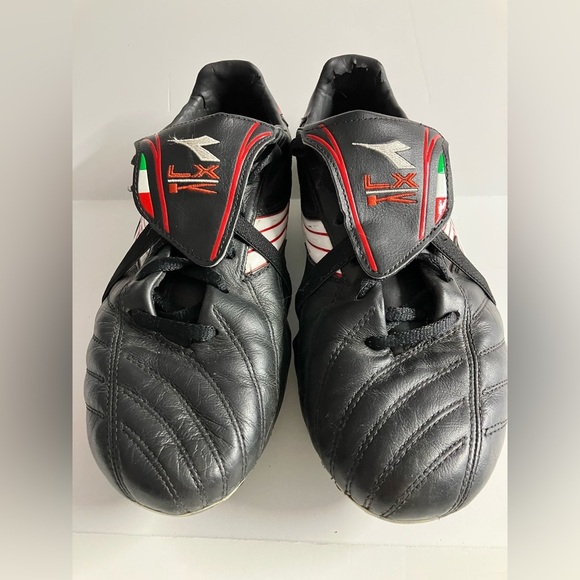 Diadora LX K Women’s Cleats, Size 8.5, Lace Ups, Black/White/Red - Picture 5 of 8